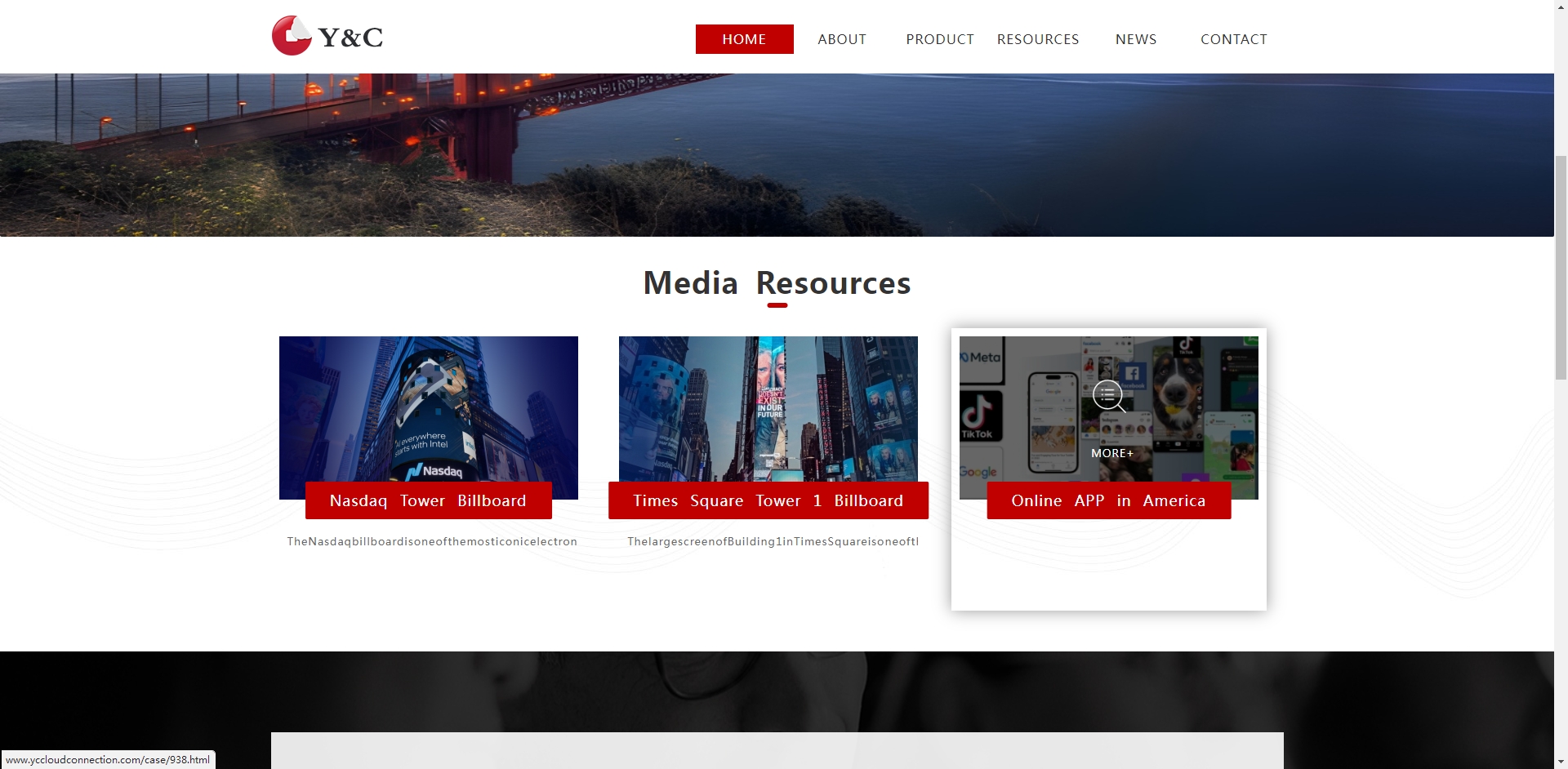 Y&C  Cloud Connection Company網站建設案例—武漢盛世互聯